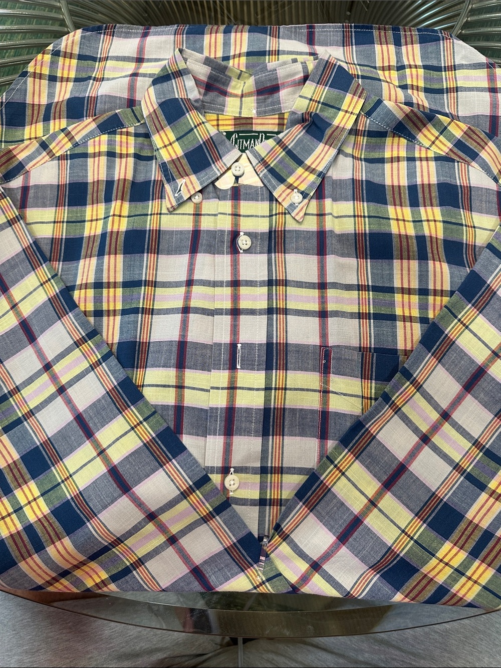 Like new GitmanBrothers Yellow, Blue and White Plaid Button-Down Shirt